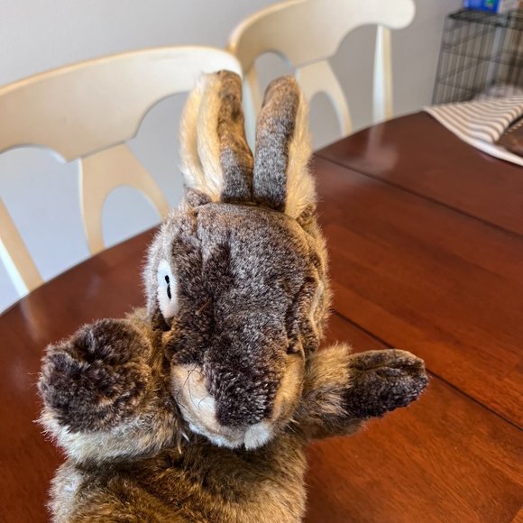 Folkmanis Rabbit Stage Puppet Long Eared Bunny Hand Puppet Realistic Brown 19” - Picture 2 of 9